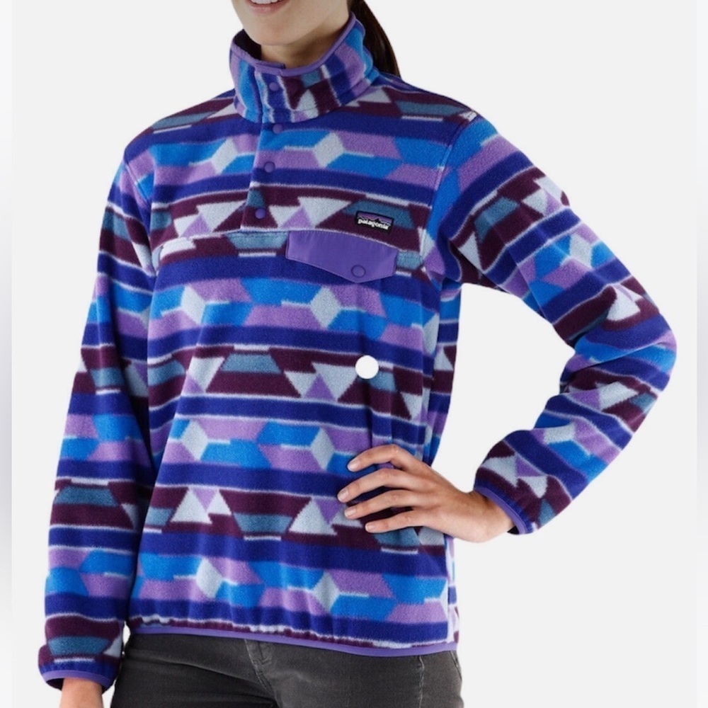 Patagonia Fleece Womens Medium Synchilla Snap T Aztec Southwest Gorp Colorful - Picture 2 of 10